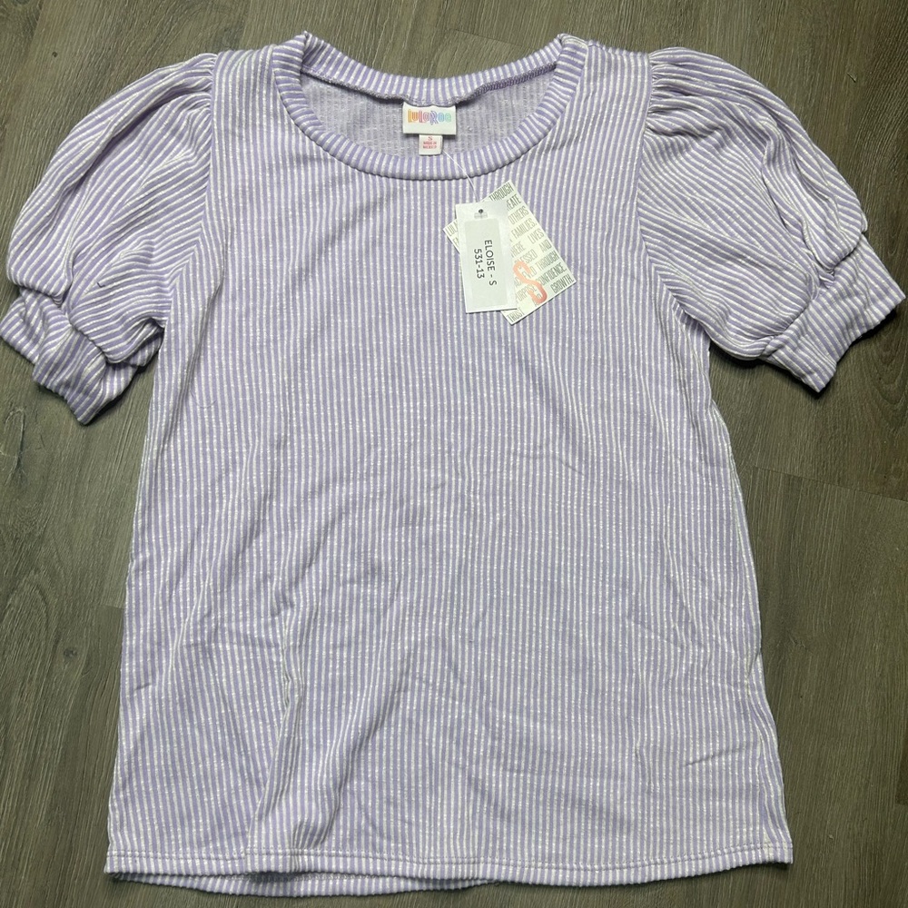 BNWT LuLaRoe Eloise Top Women’s Size Small S Purple & White